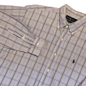 Ralph Lauren Vintage‎ Blake 100% Cotton Button Down Plaid Shirt Office Logo Med
